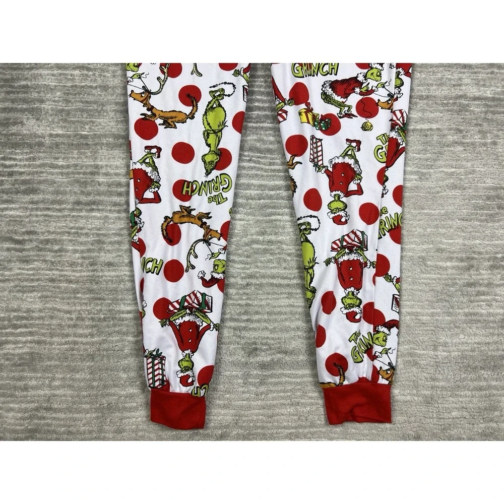 The Grinch Dr Suess Pajama Set Womens Medium Red Long Sleeve‎ Polyester Blend